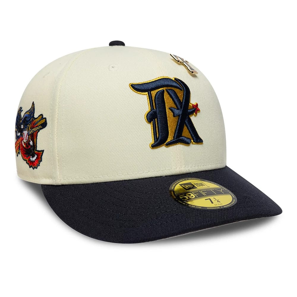 Texas Rangers MLB Pin Cream & Navy 59FIFTY Fitted Cap