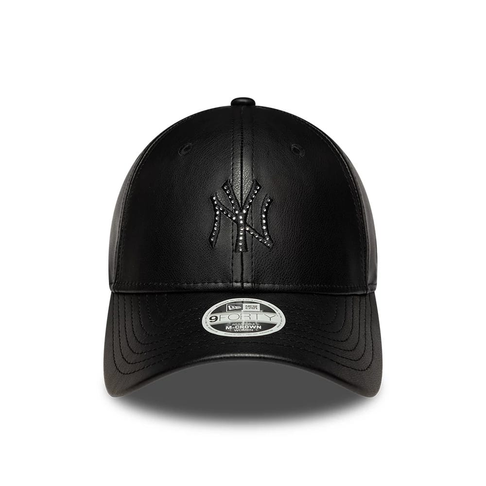 Yankees Womens MLB Diamante PU Black 9FORTY M-Crown Adjustable Cap