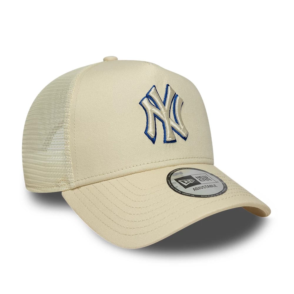 New York Yankees MLB Outline Cream 9FORTY E-Frame Trucker Adjustable Cap