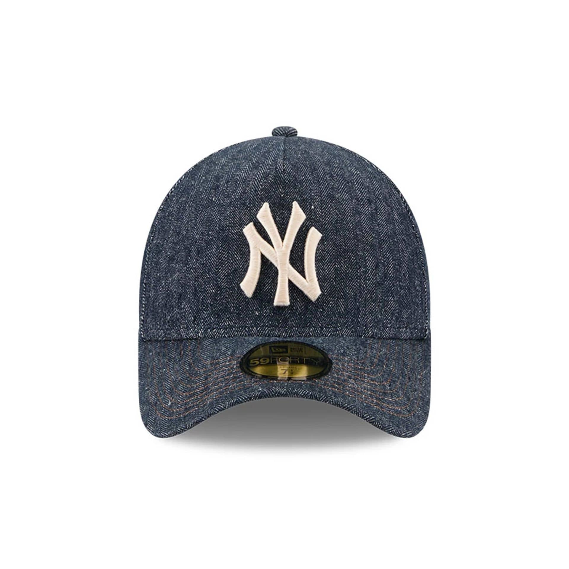 Yankees MLB Herringbone Denim Navy 59FORTY A-Frame Fitted Cap