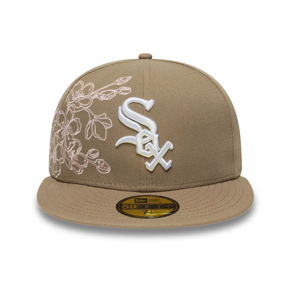 Chicago White Sox MLB Floral Outline Beige 59FIFTY Fitted Cap