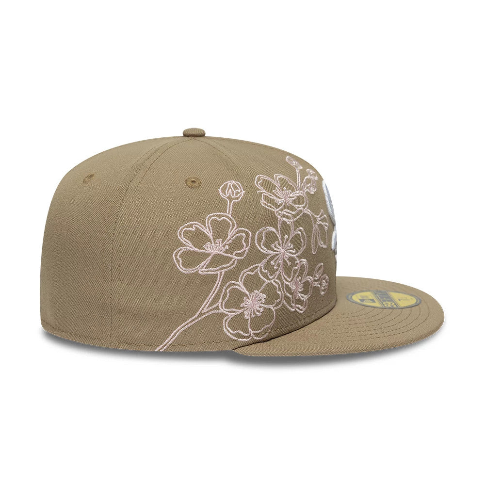 Chicago White Sox MLB Floral Outline Beige 59FIFTY Fitted Cap