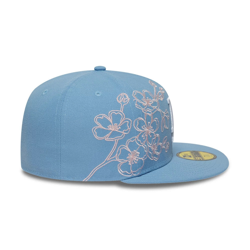 LA Dodgers MLB Floral Outline Pastel Blue 59FIFTY Fitted Cap