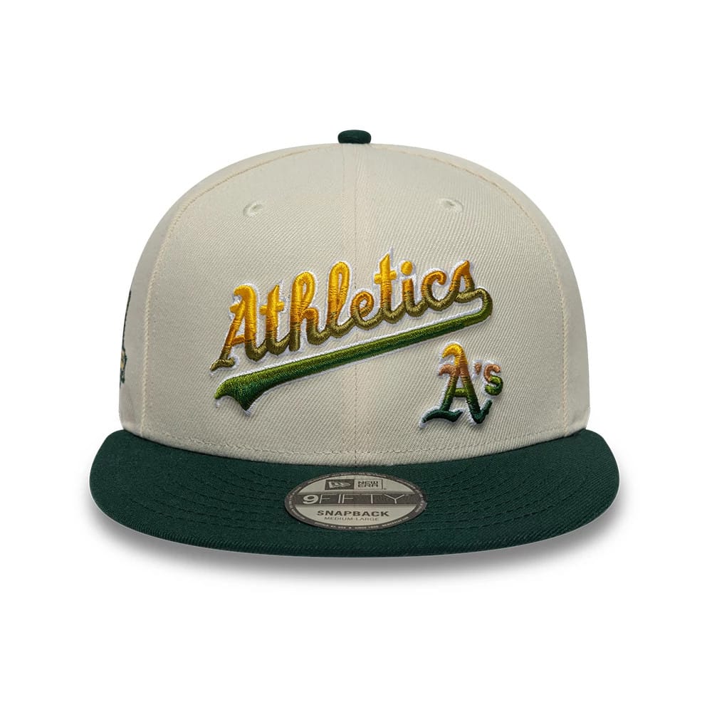 Athletics MLB Ombre Script Beige & Green 9FIFTY Snapback Adjustable Cap