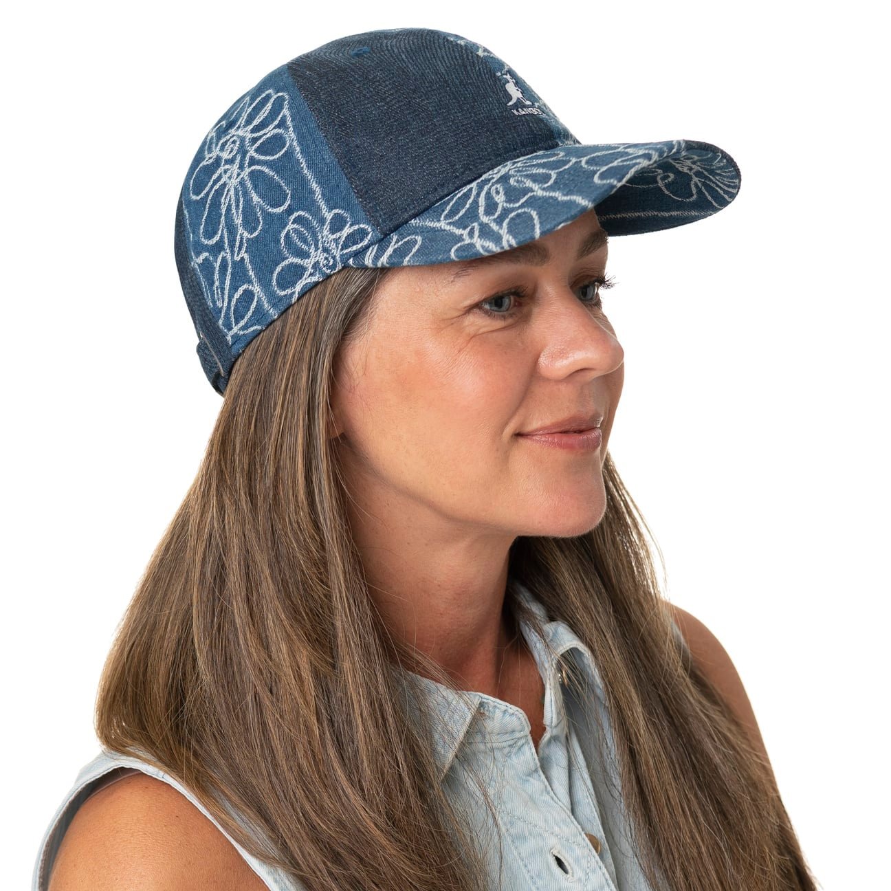 Denim Flower Mashup Cap