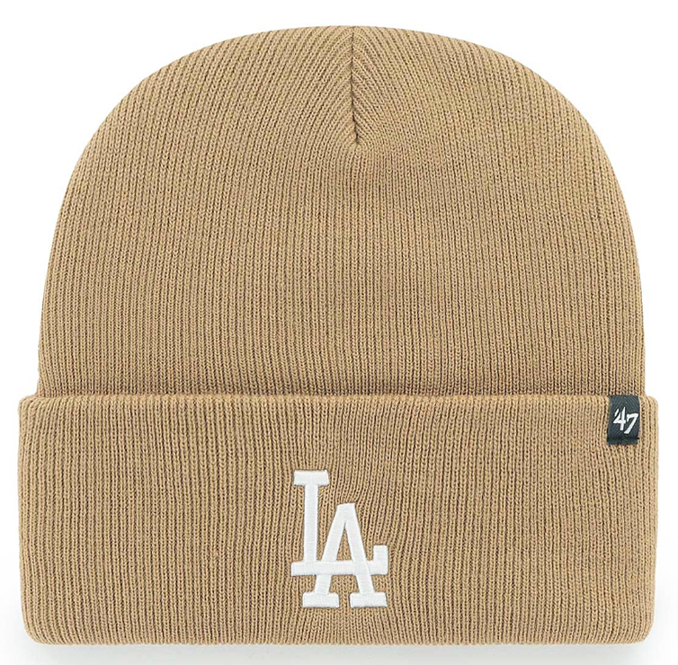Los Angeles Dodgers Beanie Knit 47 Brand Fold Khaki Hat